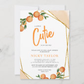 小さなかわいこちゃんオレンジ色のフレーム柑橘系ベビーシャワー 招待状 (正面)