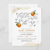 小さなかわいこちゃんオレンジ色の中性の赤ちゃんシャワー インビテーションポストカード (正面/裏面)