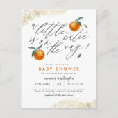 小さなかわいこちゃんオレンジ色の中性の赤ちゃんシャワー インビテーションポストカード (正面)