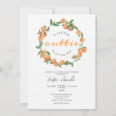 小さなかわいこちゃんオレンジ色の円フレーム赤ちゃんシャワー 招待状 (正面)