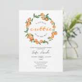 小さなかわいこちゃんオレンジ色の円フレーム赤ちゃんシャワー 招待状 (スタンド正面)