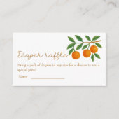 小さなかわいこちゃんオレンジ色の赤ちゃんシャワーおむつラッフル エンクロージャーカード (正面)