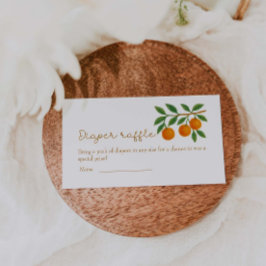 小さなかわいこちゃんオレンジ色の赤ちゃんシャワーおむつラッフル エンクロージャーカード