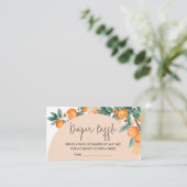 小さなかわいこちゃんオレンジ色の赤ちゃんシャワーおむつラッフル エンクロージャーカード (スタンド正面)