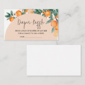 小さなかわいこちゃんオレンジ色の赤ちゃんシャワーおむつラッフル エンクロージャーカード (正面/裏面)