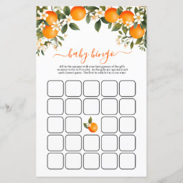 小さなかわいこちゃんオレンジ色の赤ちゃんシャワーのビンゴゲーム
