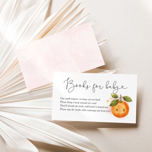 小さなかわいこちゃんオレンジ色の赤ちゃんシャワーの本ベビー エンクロージャーカード