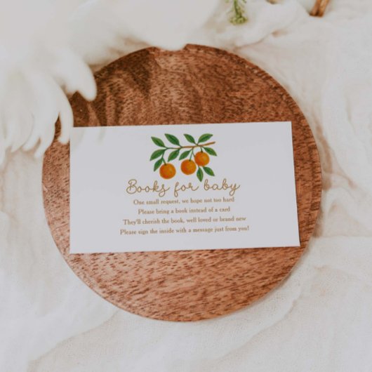 小さなかわいこちゃんオレンジ色の赤ちゃんシャワーの本ベビー エンクロージャーカード