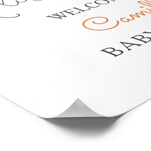 小さなかわいこちゃんオレンジ色の赤ちゃんシャワーへようこそ ポスター (角)