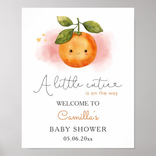 小さなかわいこちゃんオレンジ色の赤ちゃんシャワーへようこそ ポスター (正面)