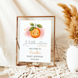 小さなかわいこちゃんオレンジ色の赤ちゃんシャワーへようこそ ポスター