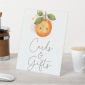 小さなかわいこちゃんオレンジ色の赤ちゃんシャワーカードとギフト 台座サイン (インサイチュ)