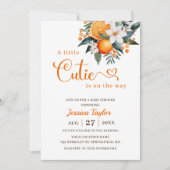 小さなかわいこちゃんオレンジ色の赤ちゃんシャワー招待状 招待状 (正面)