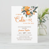 小さなかわいこちゃんオレンジ色の赤ちゃんシャワー招待状 招待状 (スタンド正面)