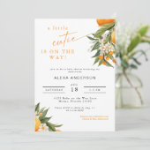 小さなかわいこちゃんオレンジ色の赤ちゃんシャワー招待状 招待状 (スタンド正面)