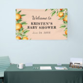 小さなかわいこちゃんオレンジ色の赤ちゃんシャワー背景 横断幕 (トレードショー)