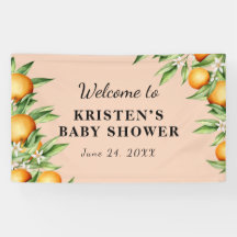 小さなかわいこちゃんオレンジ色の赤ちゃんシャワー背景