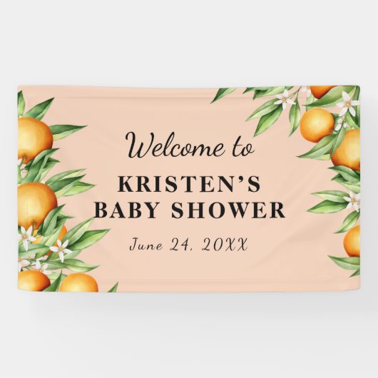 小さなかわいこちゃんオレンジ色の赤ちゃんシャワー背景 横断幕 (横)