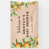 小さなかわいこちゃんオレンジ色の赤ちゃんシャワー背景 横断幕 (縦)