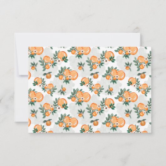 小さなかわいこちゃんオレンジ色の赤ちゃんシャワー サンキューカード (裏面)