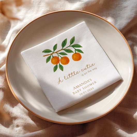 小さなかわいこちゃんオレンジ色の赤ちゃんシャワー スタンダードランチョンナプキン