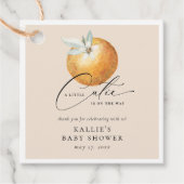 小さなかわいこちゃんオレンジ色の赤ちゃんシャワー フェイバータグ (正面)