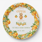 小さなかわいこちゃんオレンジ色の赤ちゃんシャワー ペーパープレート (正面)