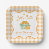 小さなかわいこちゃんオレンジ色の赤ちゃんシャワー ペーパープレート (正面)