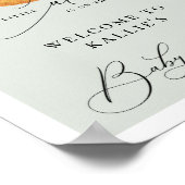 小さなかわいこちゃんオレンジ色の赤ちゃんシャワー ポスター (角)