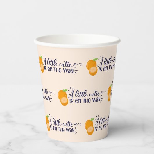 小さなかわいこちゃんオレンジ赤ちゃんシャワー紙カップ 紙コップ (裏面)