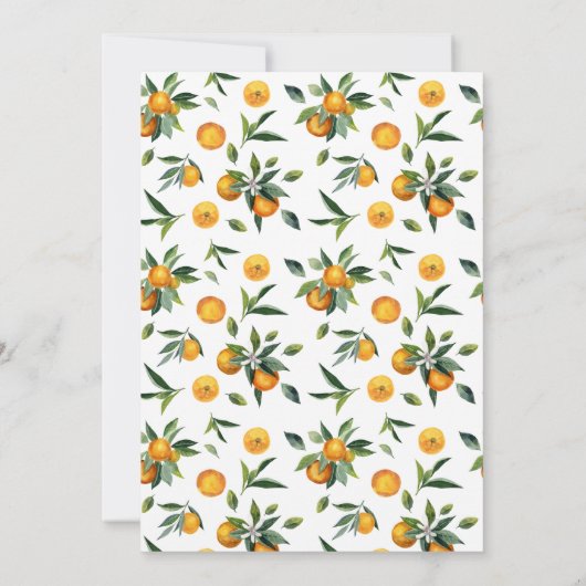 小さなかわいこちゃんクレメンチンオレンジ色の赤ちゃんシャワー 招待状 (裏面)