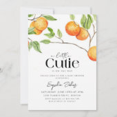 小さなかわいこちゃんクレメンチンオレンジ色の赤ちゃんシャワー 招待状 (正面)