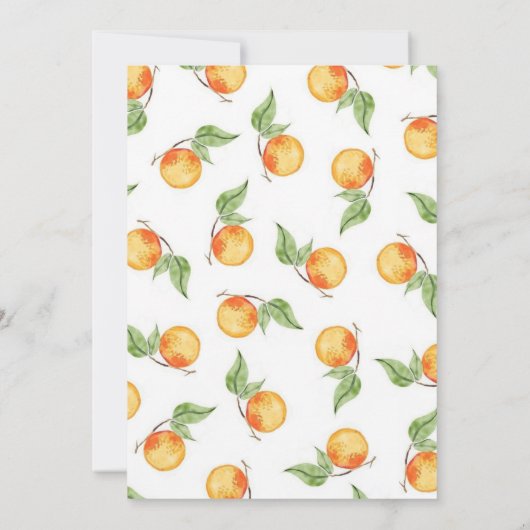 小さなかわいこちゃんクレメンチンオレンジ色の赤ちゃんシャワー 招待状 (裏面)