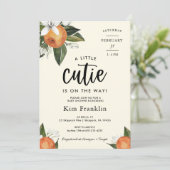 小さなかわいこちゃんクレメンチンオレンジ色の赤ちゃんシャワーInvi 招待状 (スタンド正面)