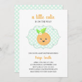 小さなかわいこちゃんクレメンチンベビーシャワー – オレンジ 招待状 (正面/裏面)