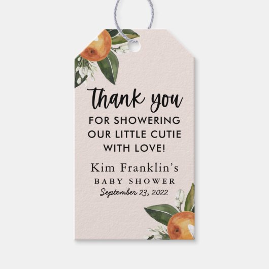 小さなかわいこちゃんクレメンチン赤ちゃんシャワーの好意 ギフトタグ (正面)
