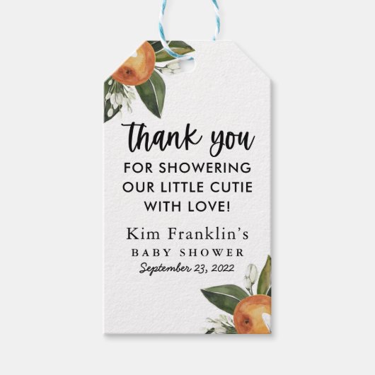 小さなかわいこちゃんクレメンチン赤ちゃんシャワー好意ギフトT ギフトタグ (正面)