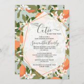 小さなかわいこちゃんシトラスとミントグリーンのベビーシャワー 招待状 (正面/裏面)