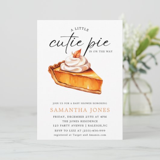 小さなかわいこちゃんパイかぼちゃの秋赤ちゃんシャワー 招待状 (スタンド正面)