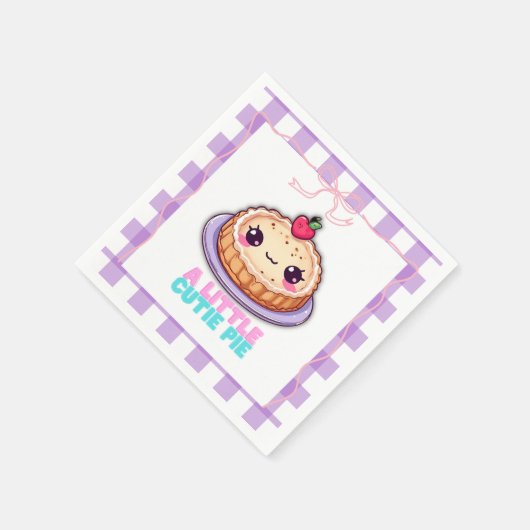 小さなかわいこちゃんパイかわいい紫の格子柄の赤ちゃんシャワー スタンダードカクテルナプキン (角)