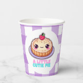 小さなかわいこちゃんパイかわいい紫の格子柄の赤ちゃんシャワー 紙コップ (裏面)