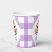 小さなかわいこちゃんパイかわいい紫の格子柄の赤ちゃんシャワー 紙コップ (右)