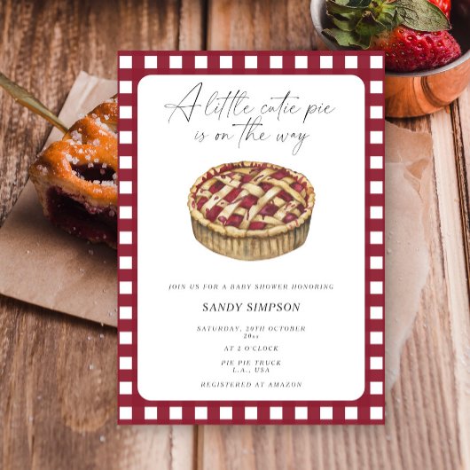 小さなかわいこちゃんパイがベイビーシャワーの途中にある 招待状