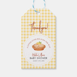 小さなかわいこちゃんパイが赤ちゃんシャワーの途中にある ギフトタグ