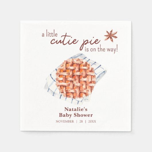 小さなかわいこちゃんパイが赤ちゃんシャワーの途中にある スタンダードカクテルナプキン (正面)