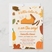 小さなかわいこちゃんパイが途中にある秋の赤ちゃんシャワー 招待状 (正面)