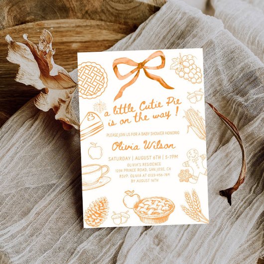 小さなかわいこちゃんパイが途中ベビーシャワーパーティー 招待状