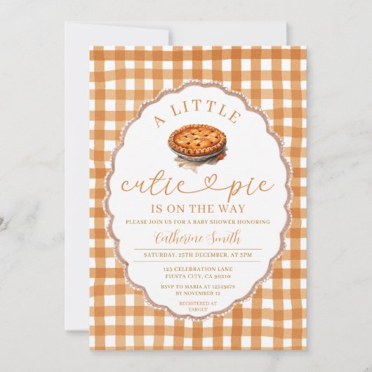 小さなかわいこちゃんパイが途中ベビーシャワー秋 招待状 (正面)