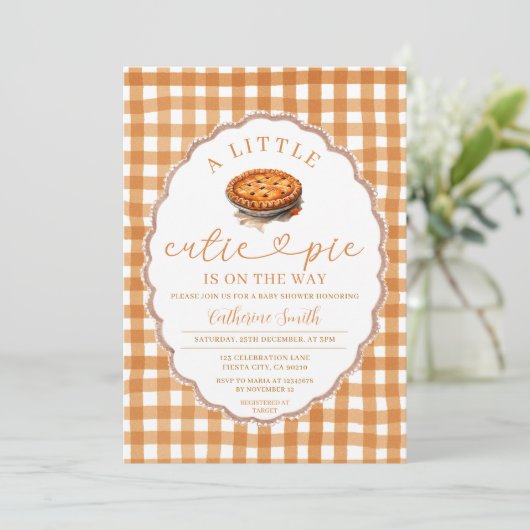 小さなかわいこちゃんパイが途中ベビーシャワー秋 招待状 (スタンド正面)