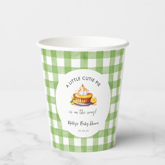 小さなかわいこちゃんパイのギンガムベビーシャワー 紙コップ (裏面)